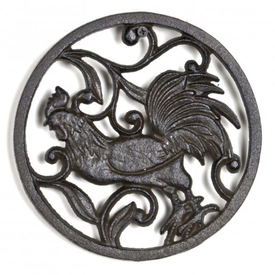 Vintage Style, Cast Iron Rooster Trivet - Brown