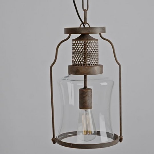 Industrial Style, 1 Light Pendant Light Fixture - Clean Cone Glass Shape