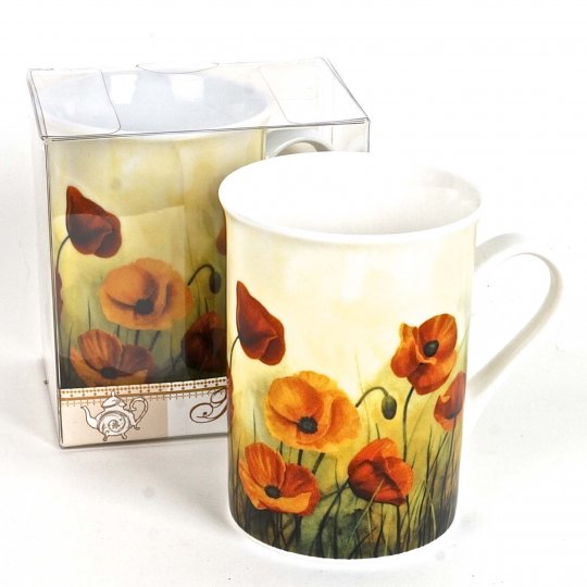 Mug-5716 Porcelain Mug In Gift Box - Poppies Tea Time