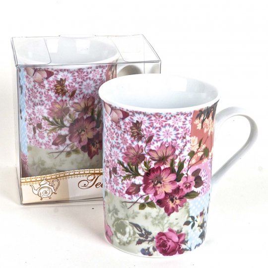 Mug-r106 Porcelain Mug In Gift Box - Quilt Tea Time