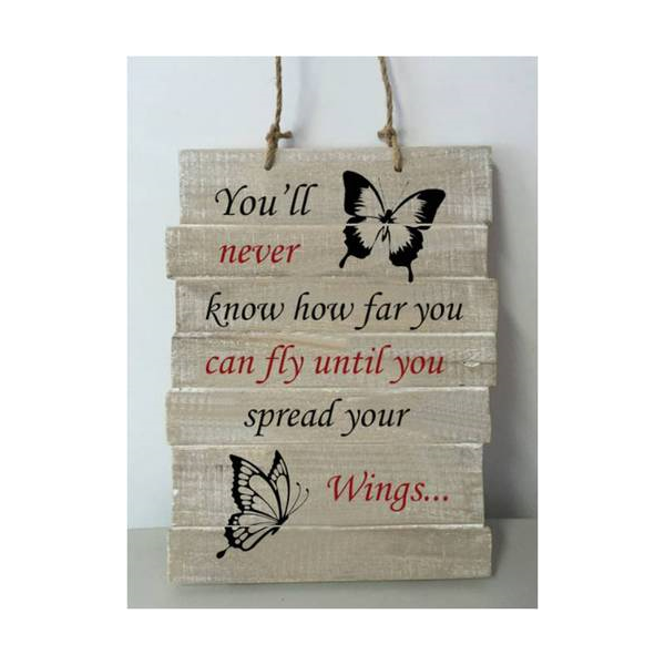 Paq224w Youll Never Know How Far You Can Fly Until You Spread Your Wings Wood Wall Plaque