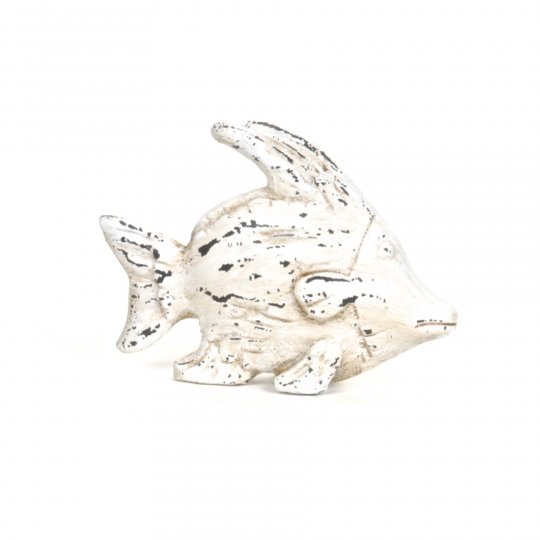 Pmdf-051-s Decorative Paper Mache Deep Sea Fish Sculpture, Distressed White - Small
