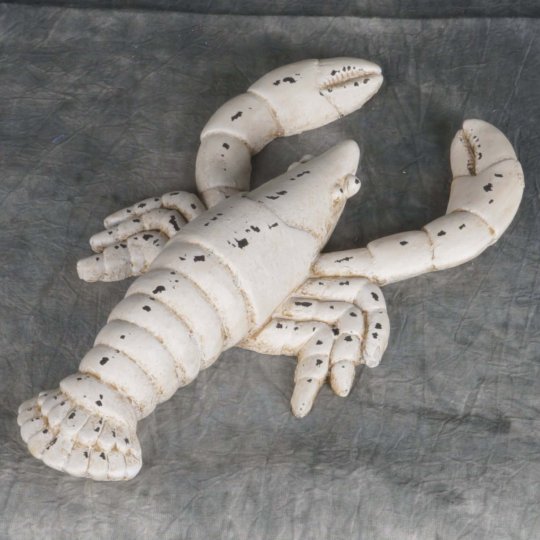 Pmdf-052 Decorative Paper Mache, Shrimp Scuplture - Distressed White