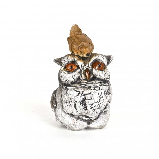 Sc003-o Little Owl With Bird Figurine