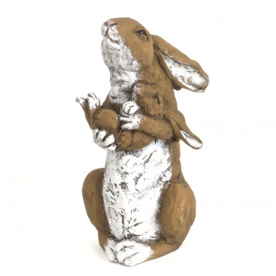 Sc003-r Rabbit Holding Two Kits Figurine