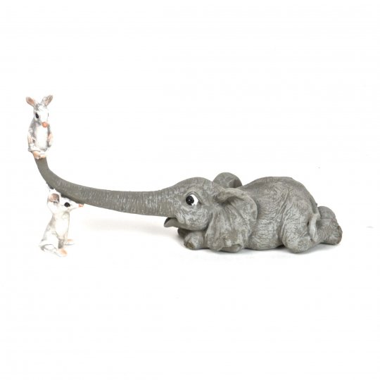 Elephant Playing With Mice Figurine