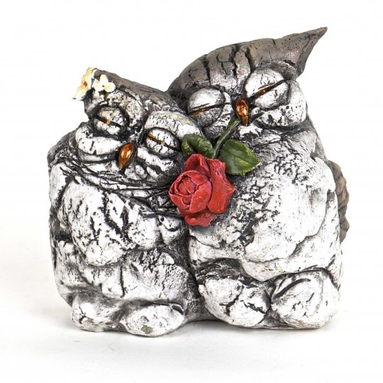 Sc006-o Owls In Love Figurine With Rose