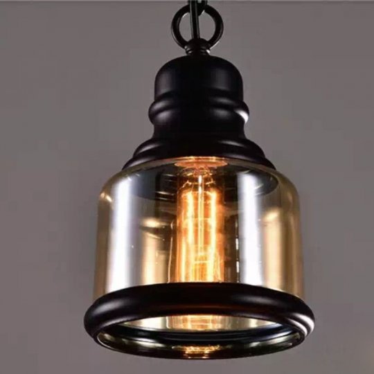 Pendant Lamp - Glass And Metal Decoration - Iron Pothook Bar On Ceiling - 40w