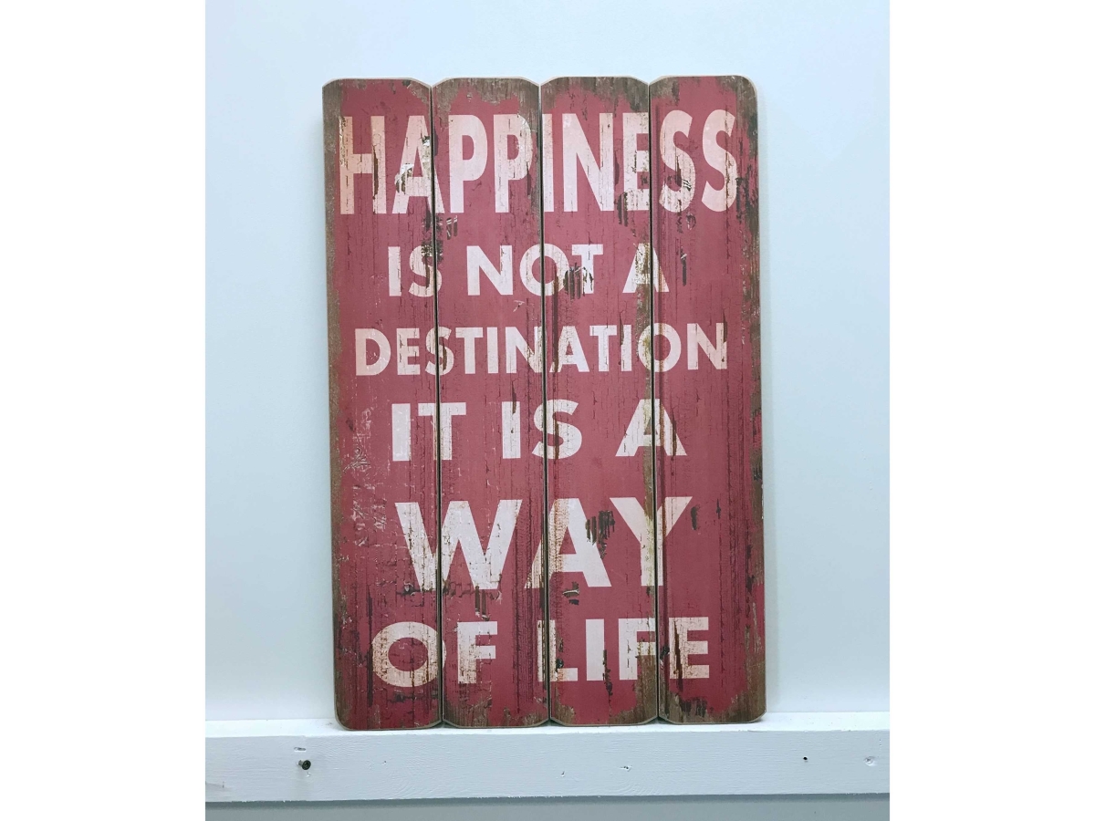 Iv-s13-g01 Happiness Wooden Sign Wall Decor