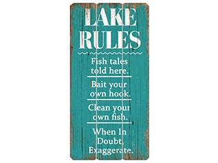 Iv-s17-g209 Lake Rules Wooden Sign Wall Decor