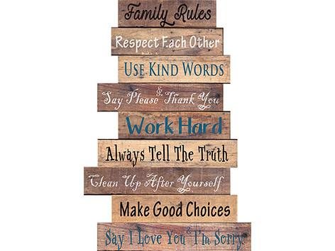 Iv-s17-g446 Family Rules Wooden Sign Wall Decor