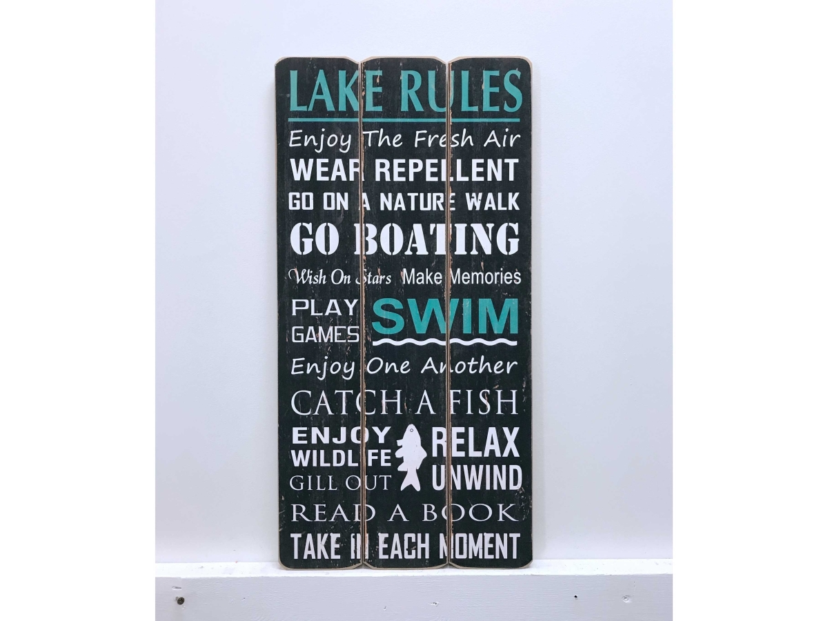 Iv-w14-g138 Lake Rules Wooden Sign Wall Decor