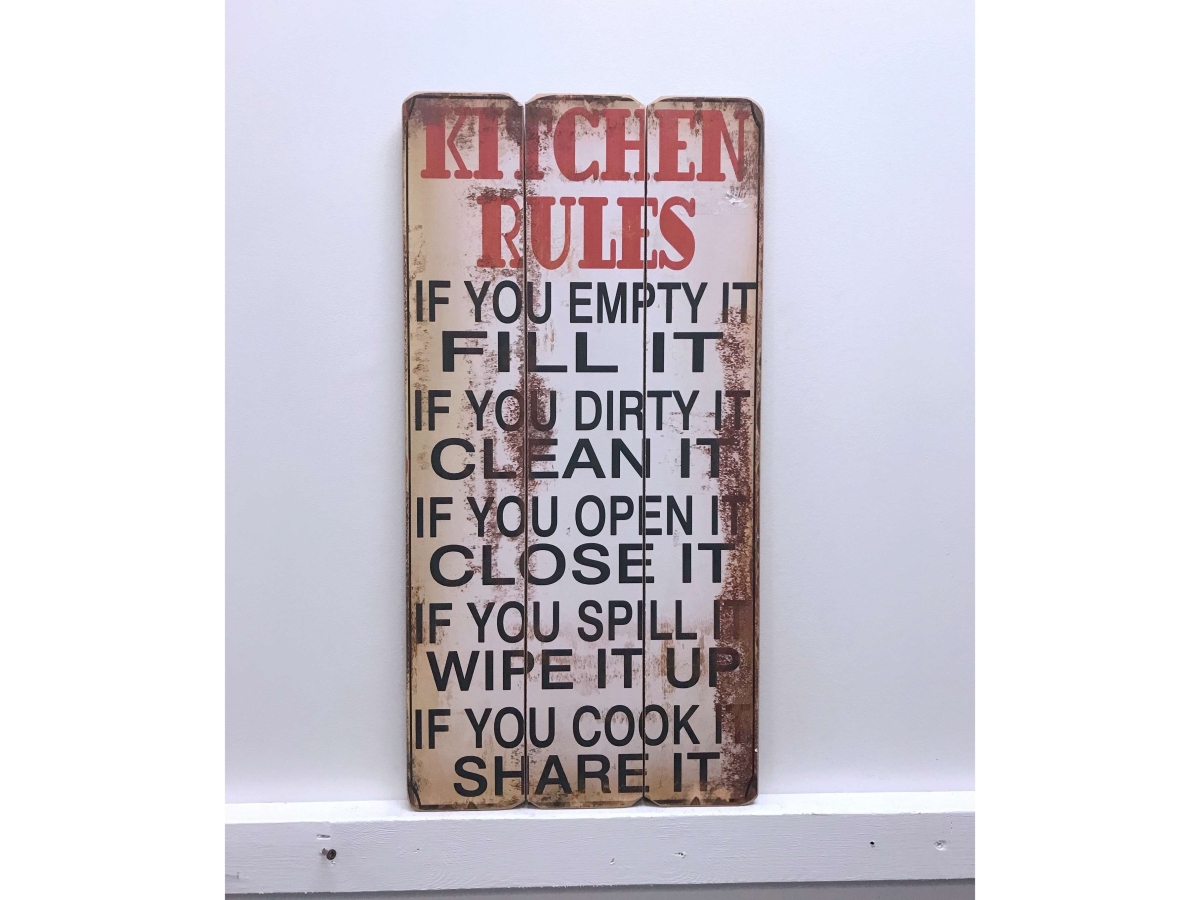 Iv-w14-g32 Kitchen Rules Wooden Sign Wall Decor