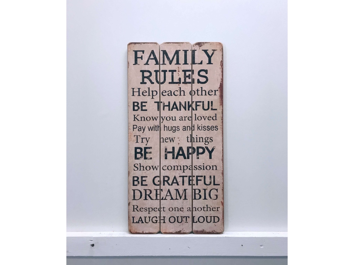 Iv-w14-g33 Family Rules Wooden Sign Wall Decor
