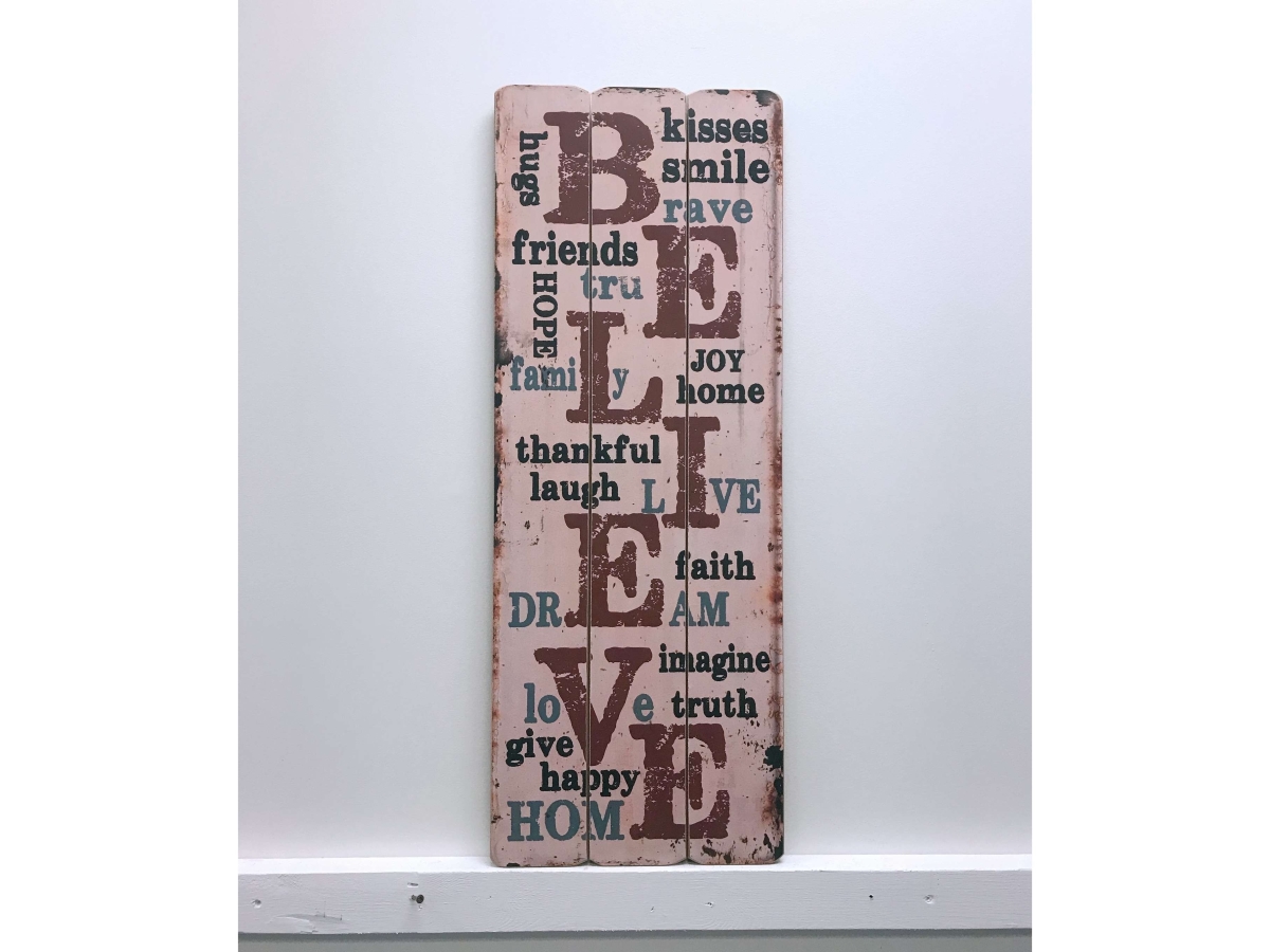 Iv-w14-g67 Believe Wooden Sign Wall Decor