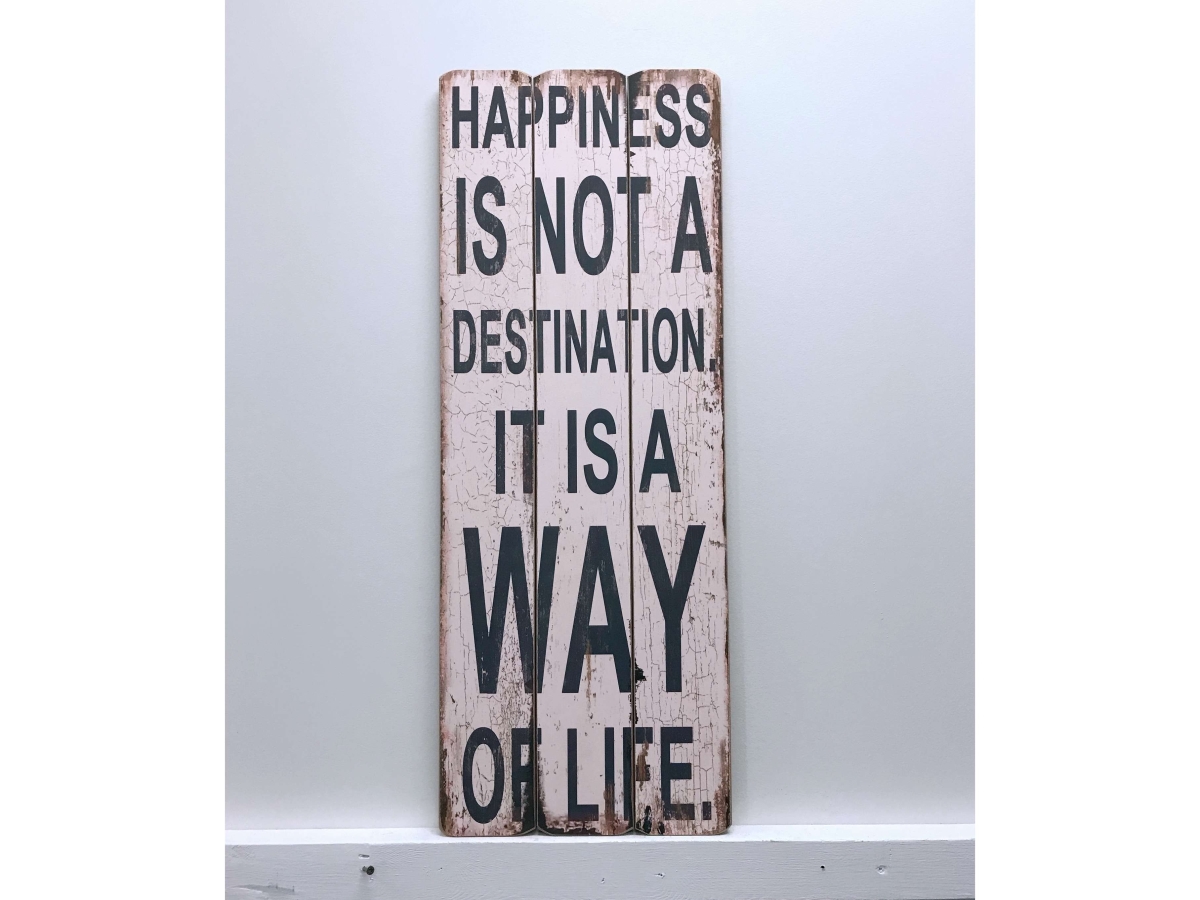 Iv-w14-g69 Happiness Wooden Sign Wall Decor