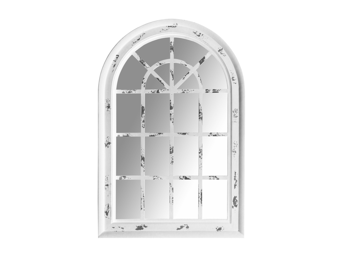 Bm-dm10529-1 28 X 44 In. Dome Window Shape Cottage Distressed Wall Mirror - White