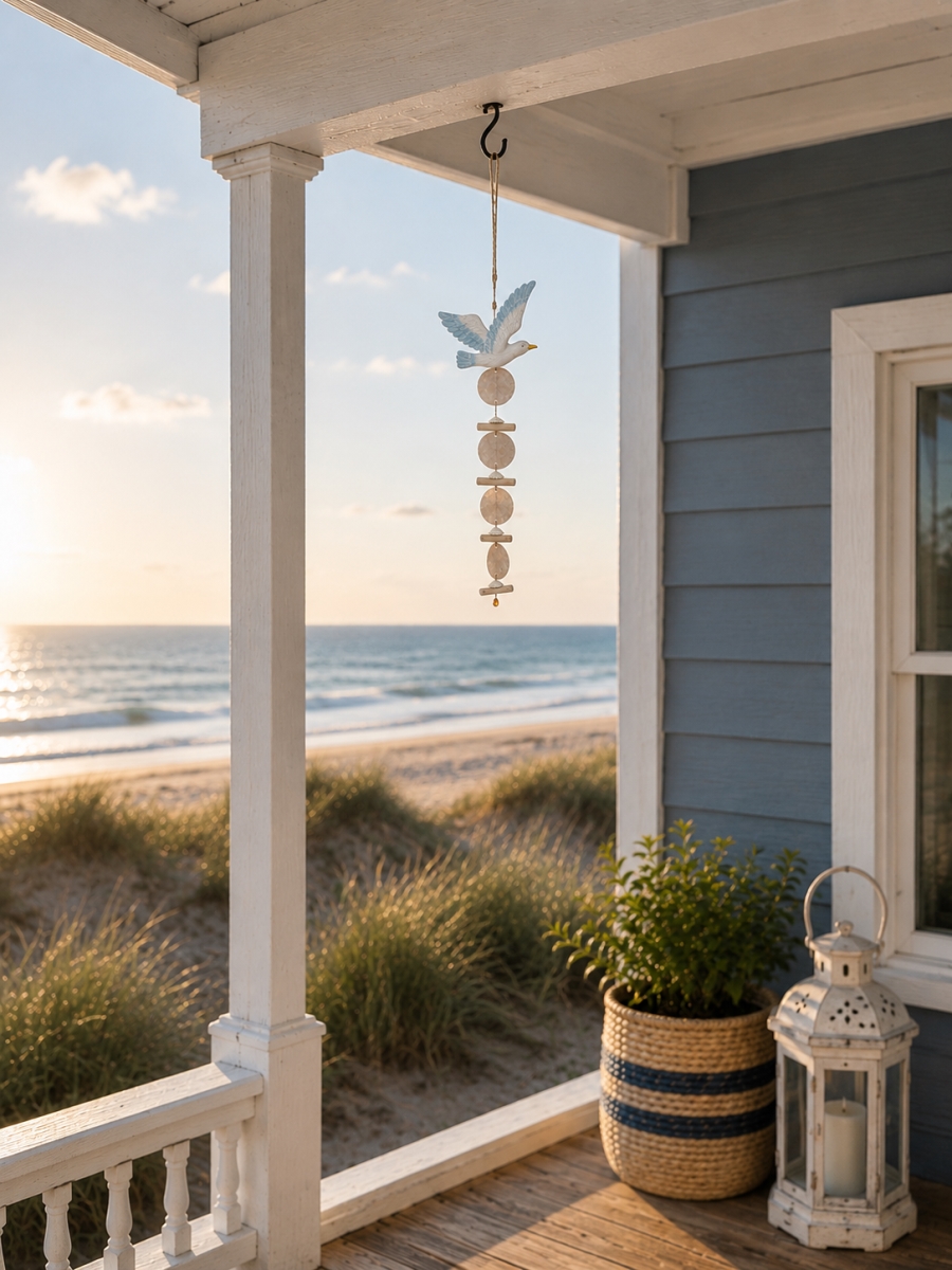 IG-N00.262 Sea Bird Atop Spheres And Sticks Wind Chimes