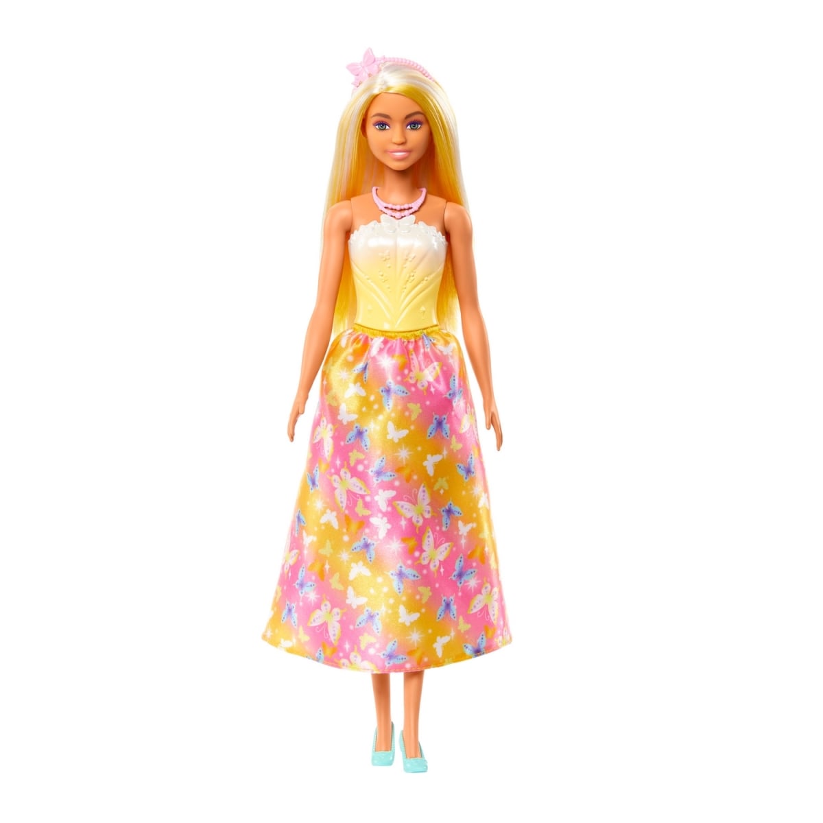 HRR09 Barbie Royal Doll with Accessories, Brightly Highlighted Hair, Butterfly-Print Skirt