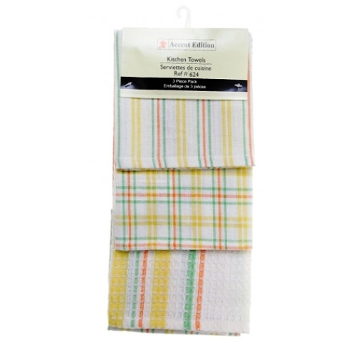 Ag-34624 3 Piece Tea Towels Set, Lemon Plaid