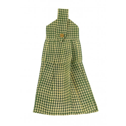 Ag-36297 Hanging & Tie Button Towel, Berryvine Green Check