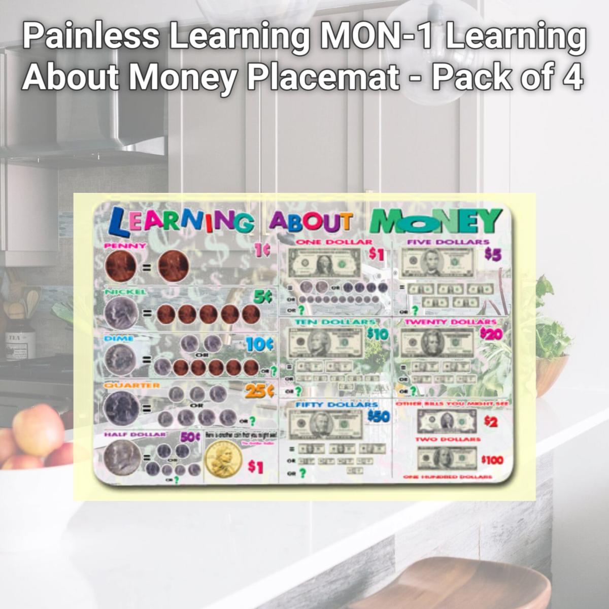 Picture of Painless Learning MON-1 Learning About Money Placemat - Pack of 4