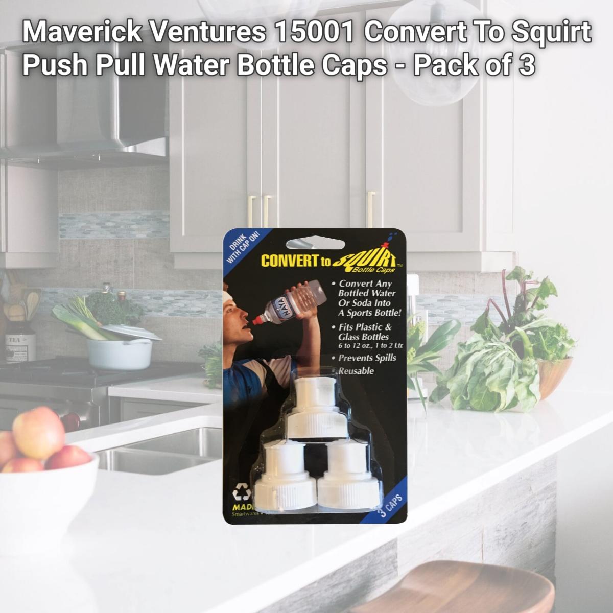 Picture of Maverick Ventures 15001 Convert To Squirt Push Pull Water Bottle Caps - Pack of 3