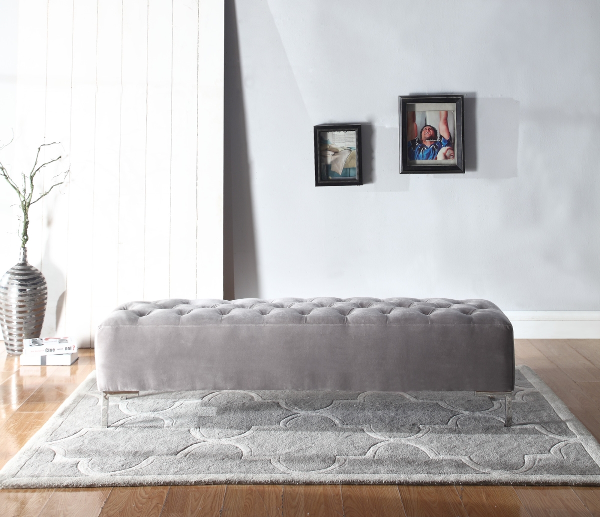 UPC 783959296129 product image for B132-36-03 Lacey Upholstered Bench, Gray | upcitemdb.com