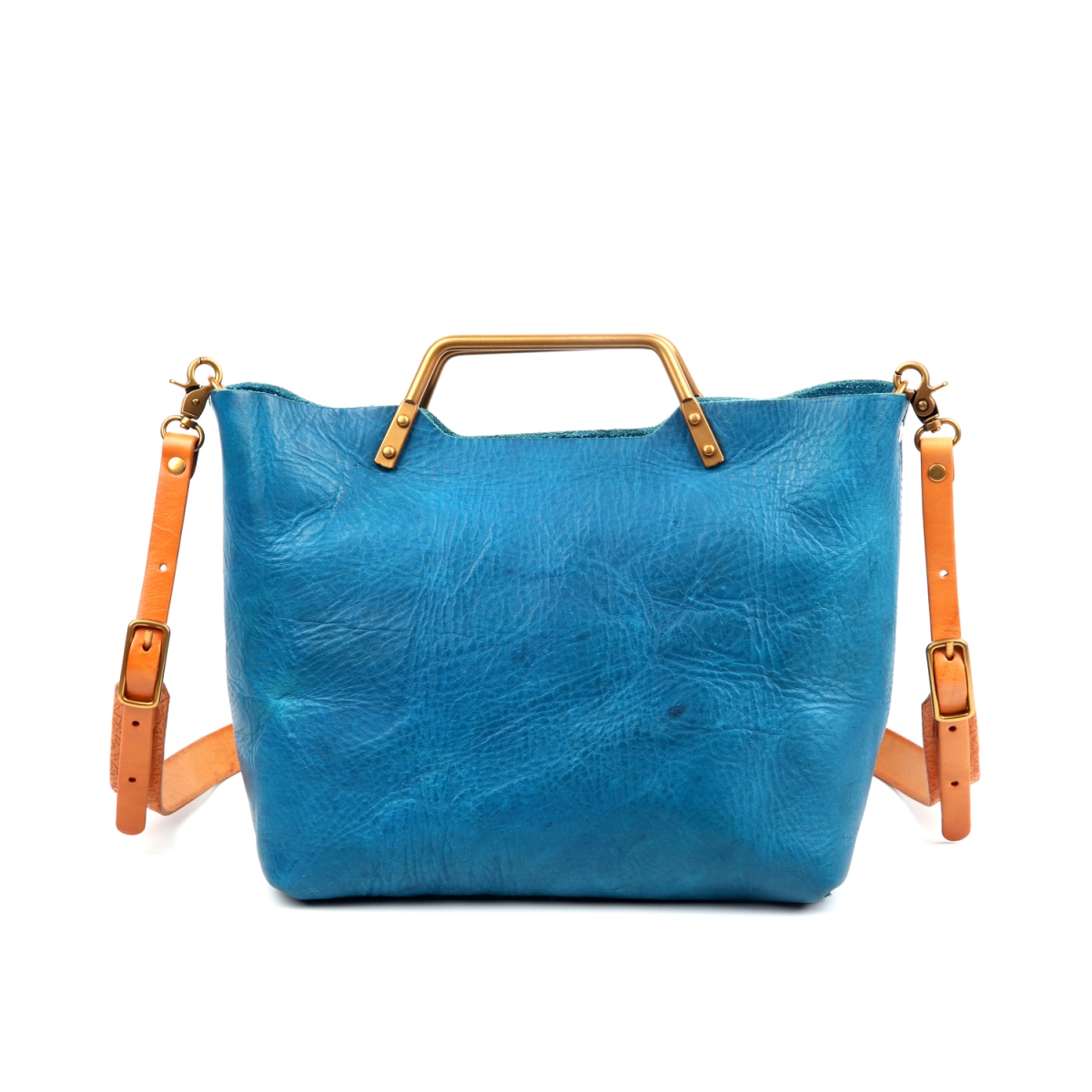 Fe7027-teal Genuine Leather York Convertible Mini Tote - Teal