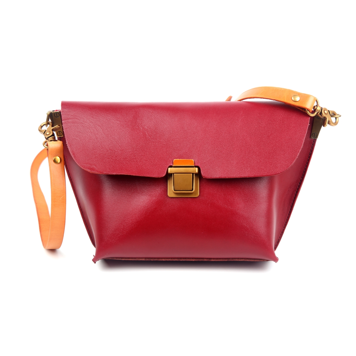Fe7031-red Genuine Leather Lexington Messenger - Red