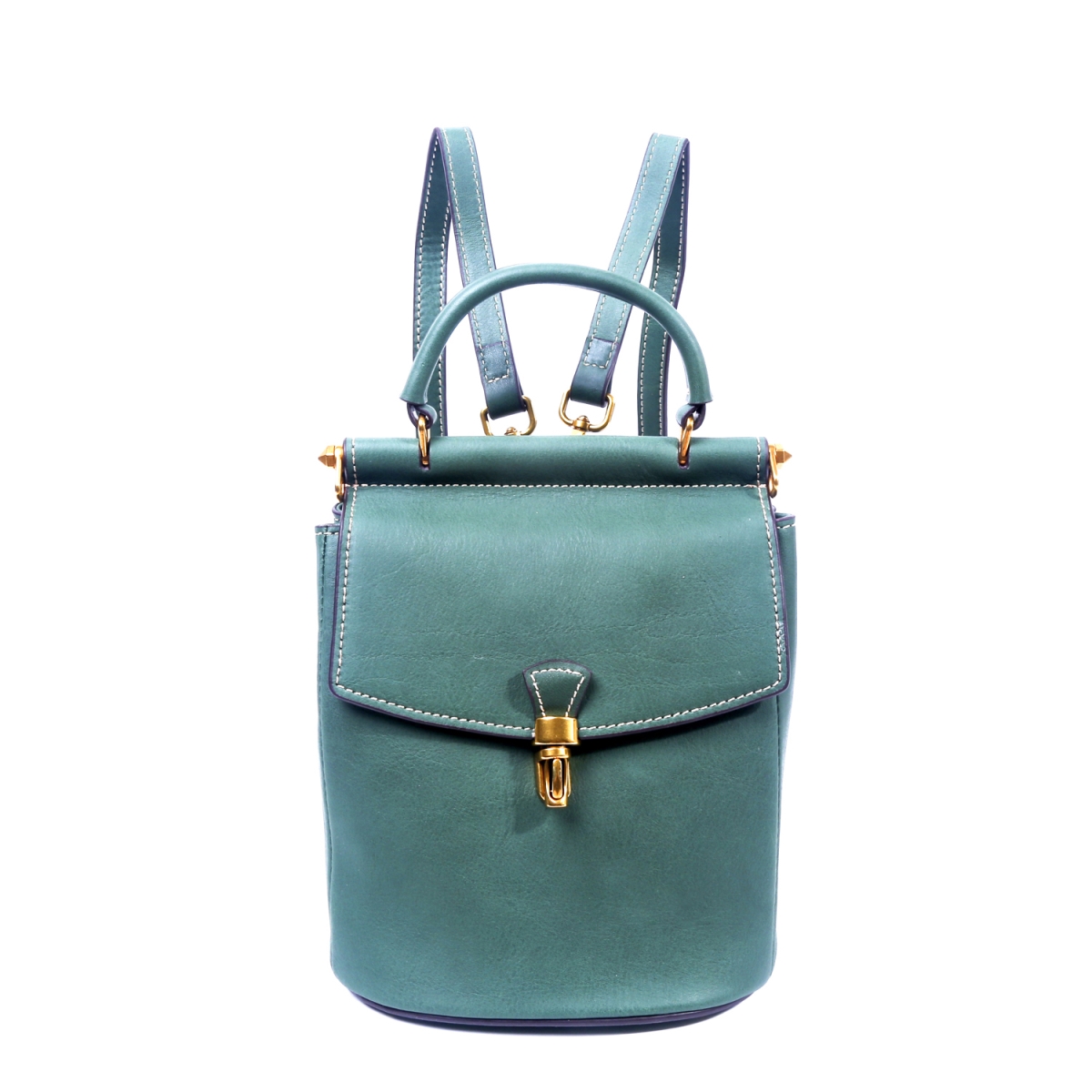 Fe8017-green Ava Genuine Leather Convertible Backpack - Green