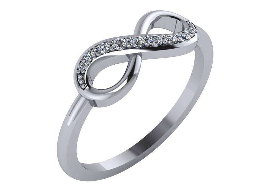Lr171wg14kt-5.5 0.13 Cttw Diamond Infinity Ring 14k, White Gold - Size 5.5