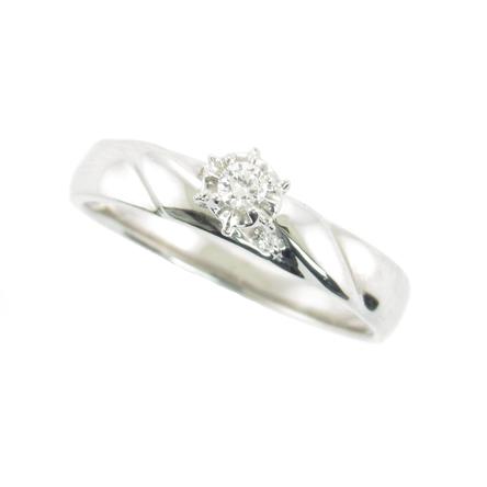 Lr170wg10k-4 Genuine Diamond Engagement Ring, White Gold - Size 4