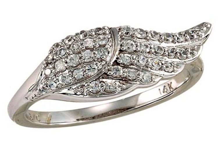 Mflr25178l14kwg-6 0.40 Carat Genuine Diamond Angel Wing Ring 14kt, White Gold - Size 6