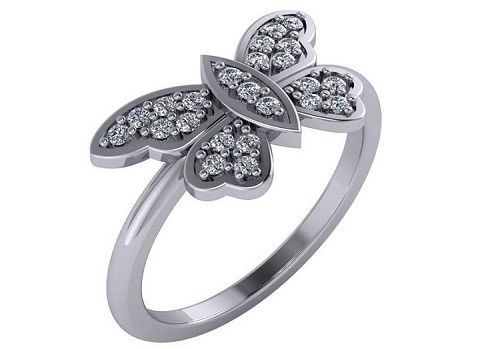 Mflr25673l14kwg-4.5 0.25 Carat Diamond Butterfly Ring 14kt, White Gold - Size 4.5