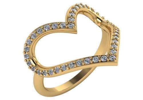 Mflr26526l14kyg-4.5 0.50 Cttw Diamond Large Heart Shaped Ring 14kt, Yellow Gold - Size 4.5