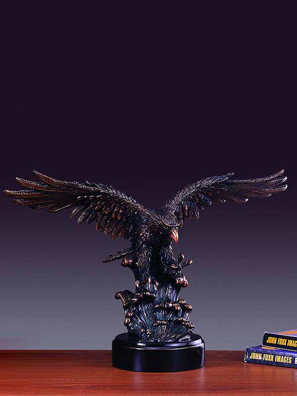 Marian Imports F31104 Aggressive Eagle Bronze Finish Sculpture With Base