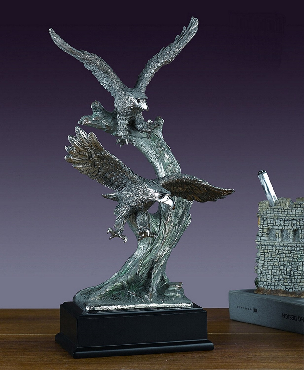 Marian Imports F41112 Two Flying Pewter Eagles Statue