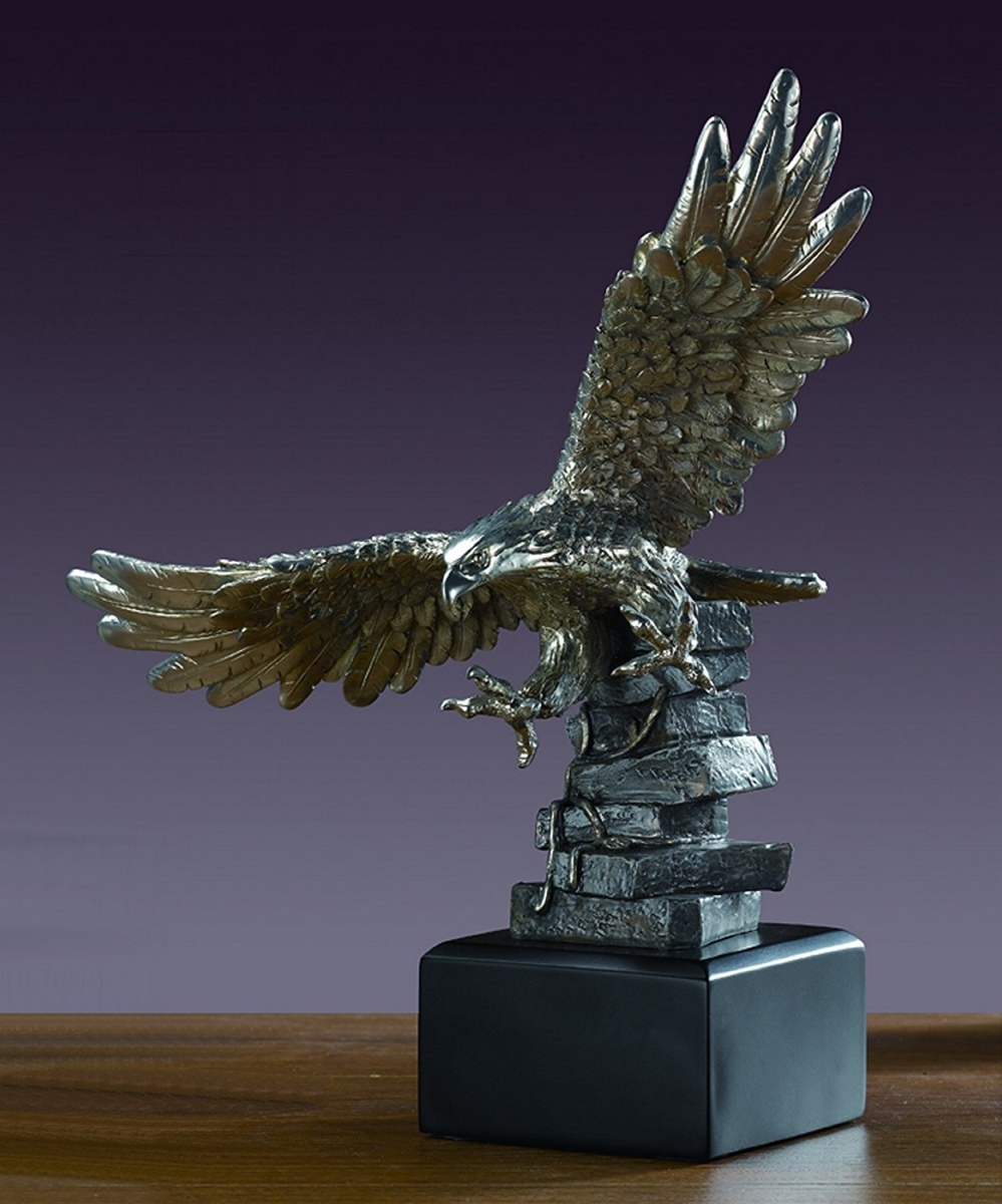 Marian Imports F41132 Silver Finish Flying American Eagle Statue - Sculpture