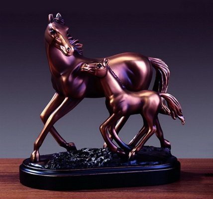 Marian Imports F53109 Warming Mare Horse And Foal Equestrian Bronze Finish Statue