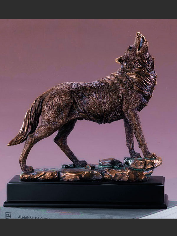 F53214 12 X 13 In. Treasure Of Nature Howling Wolf Bronze Statue