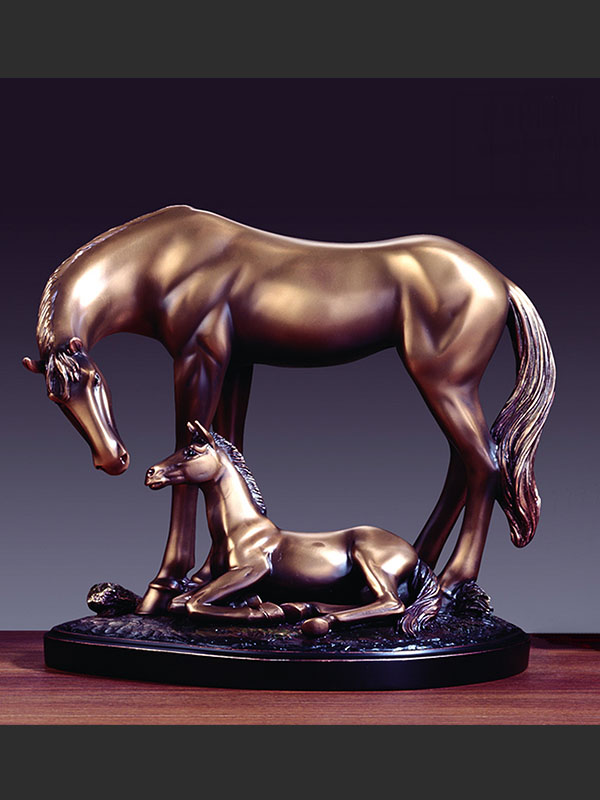 Mare & Foal Sculpture - 12 x 11.5 in.