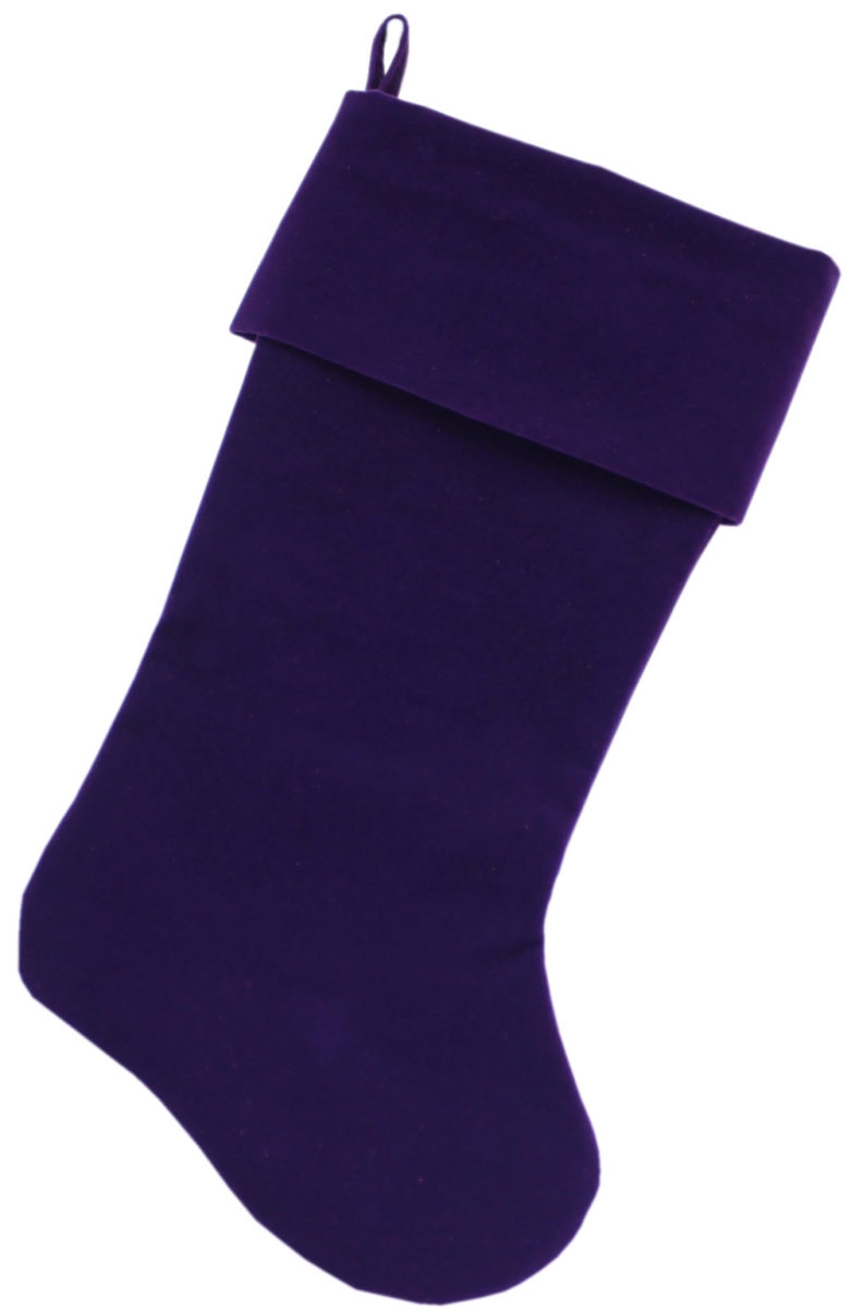 18 In. Plain Velvet Christmas Stocking For Dog, Purple