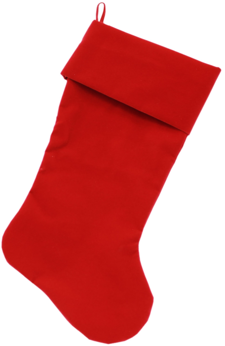 63-01 Rd 18 In. Plain Velvet Christmas Stocking For Dog, Red