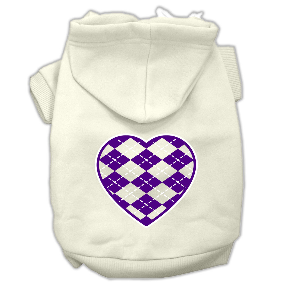 UPC 753153000006 product image for Argyle Heart Purple Screen Print Pet Hoodies, Cream - 3XL | upcitemdb.com