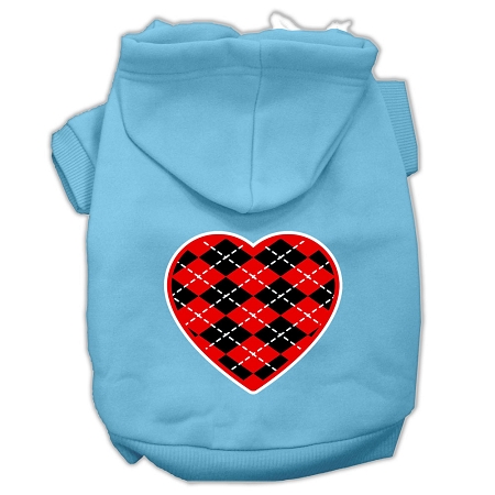 UPC 753153000013 product image for Argyle Heart Red Screen Print Pet Hoodies, Baby Blue - Extra Small | upcitemdb.com