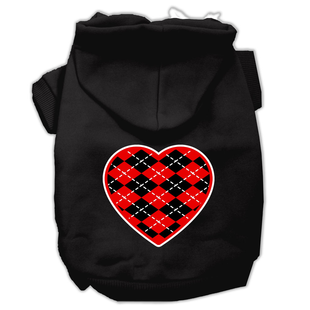 UPC 753153000082 product image for Argyle Heart Red Screen Print Pet Hoodies, Black - Extra Small | upcitemdb.com