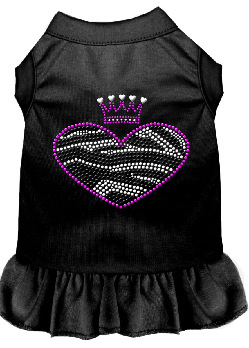 Zebra Heart Rhinestone Dog Dress, Black - 2xl