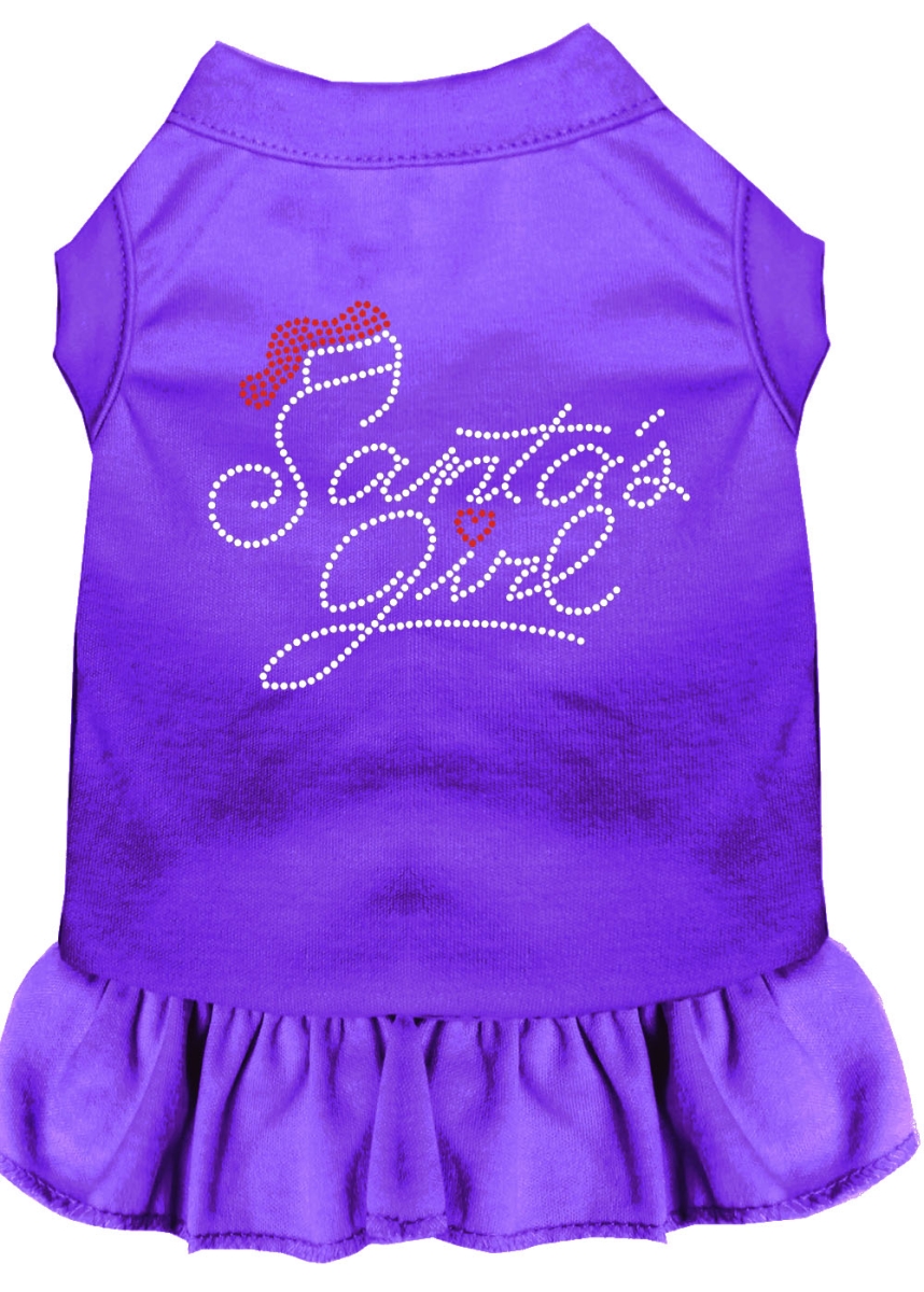 12 In. Santas Girl Rhinestone Dog Dress, Purple - Medium