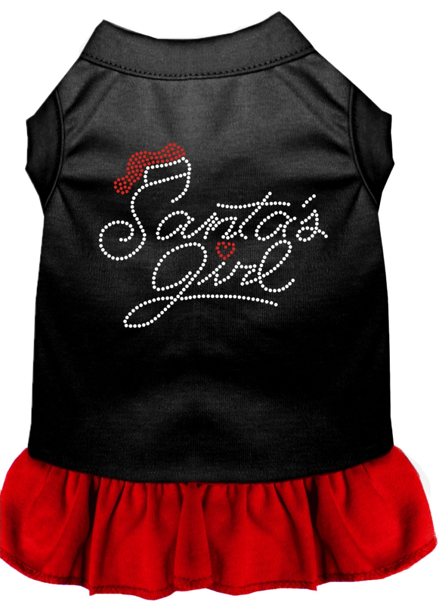 12 In. Santas Girl Rhinestone Dog Dress, Black & Red - Medium